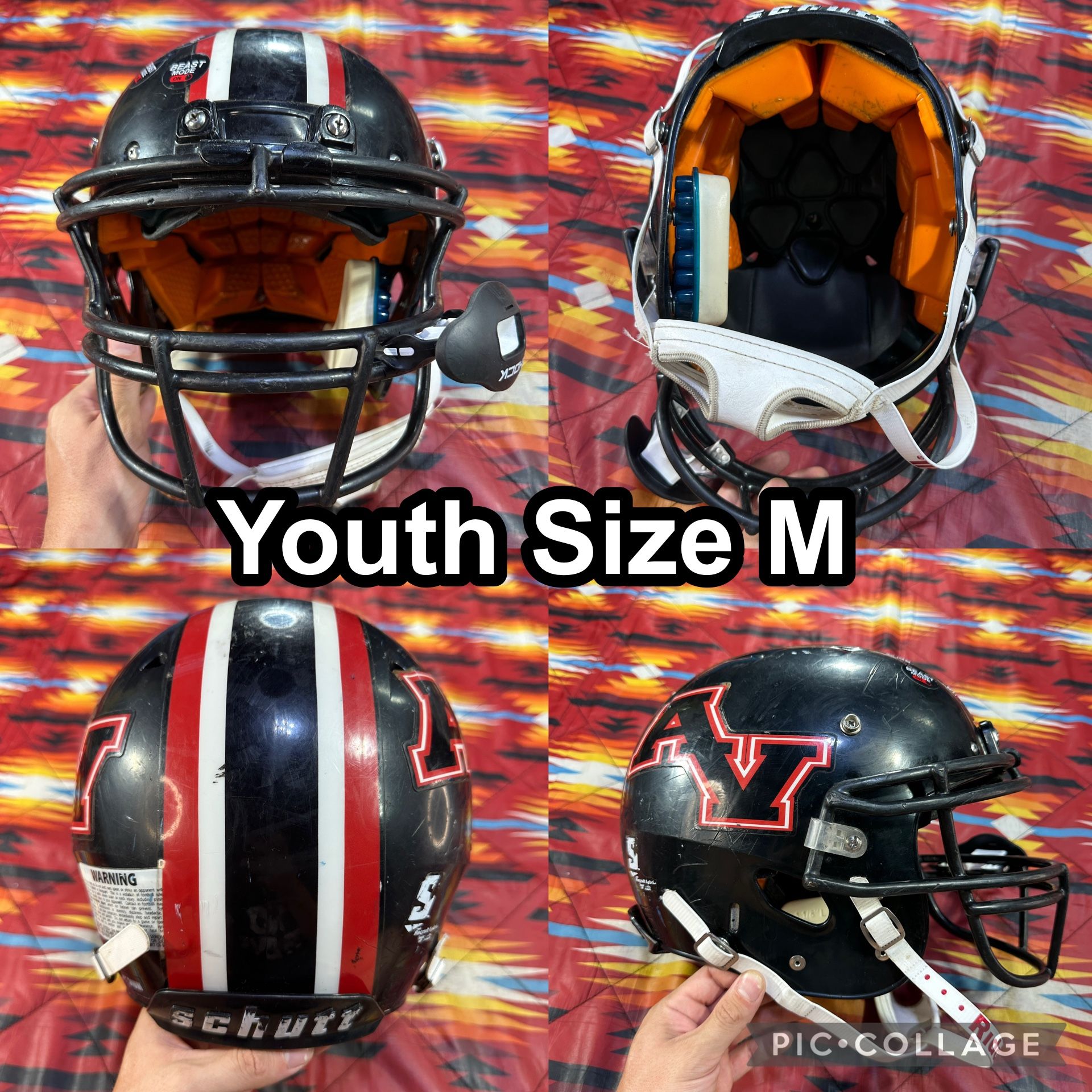 black football helmet youth Schutt Vengeance A11 2.0 Lock fit Schutt Youth Black Football Helmet