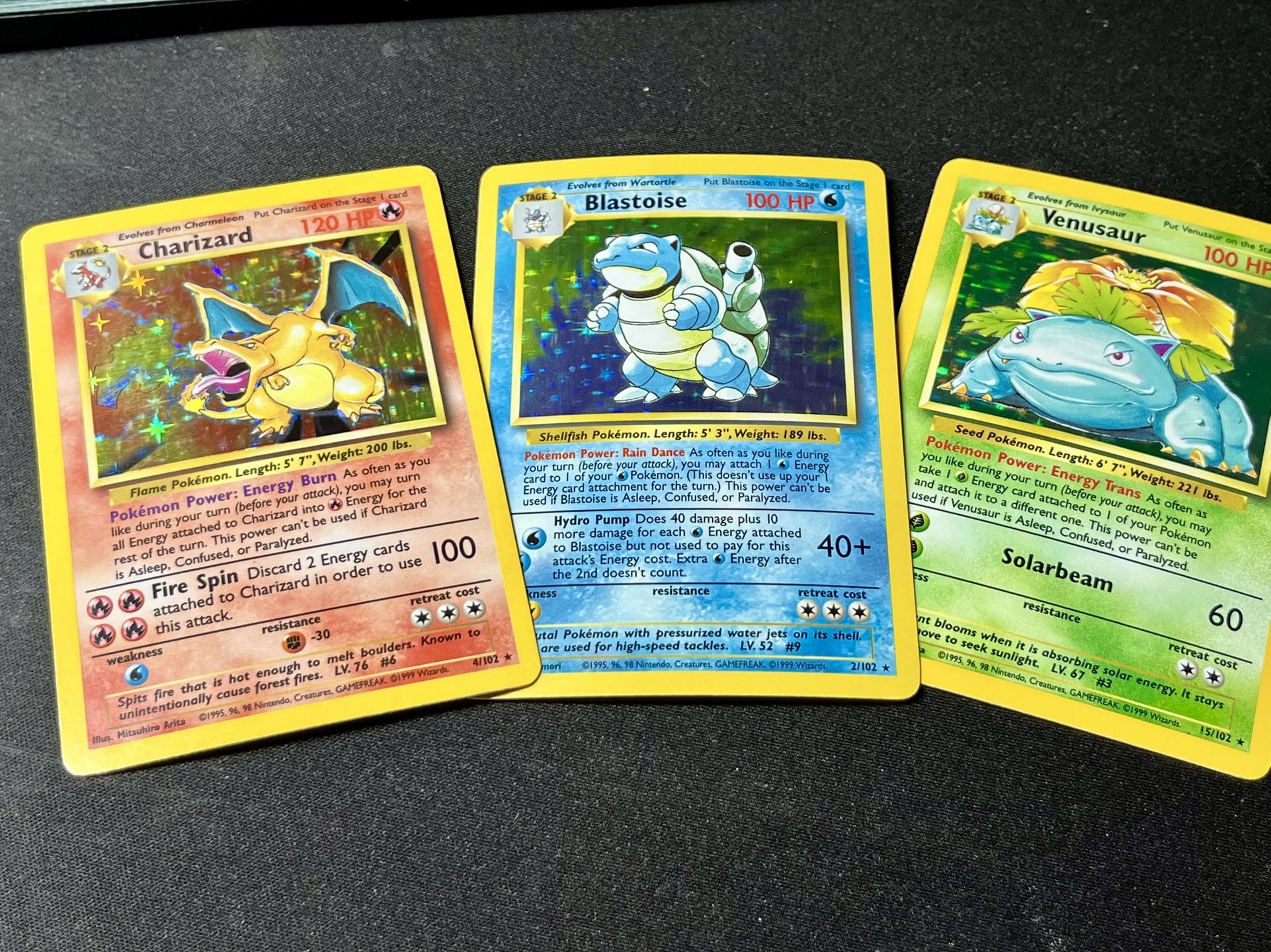Pokemon Base Set Holos - Charizard, Blastoise, Venusaur