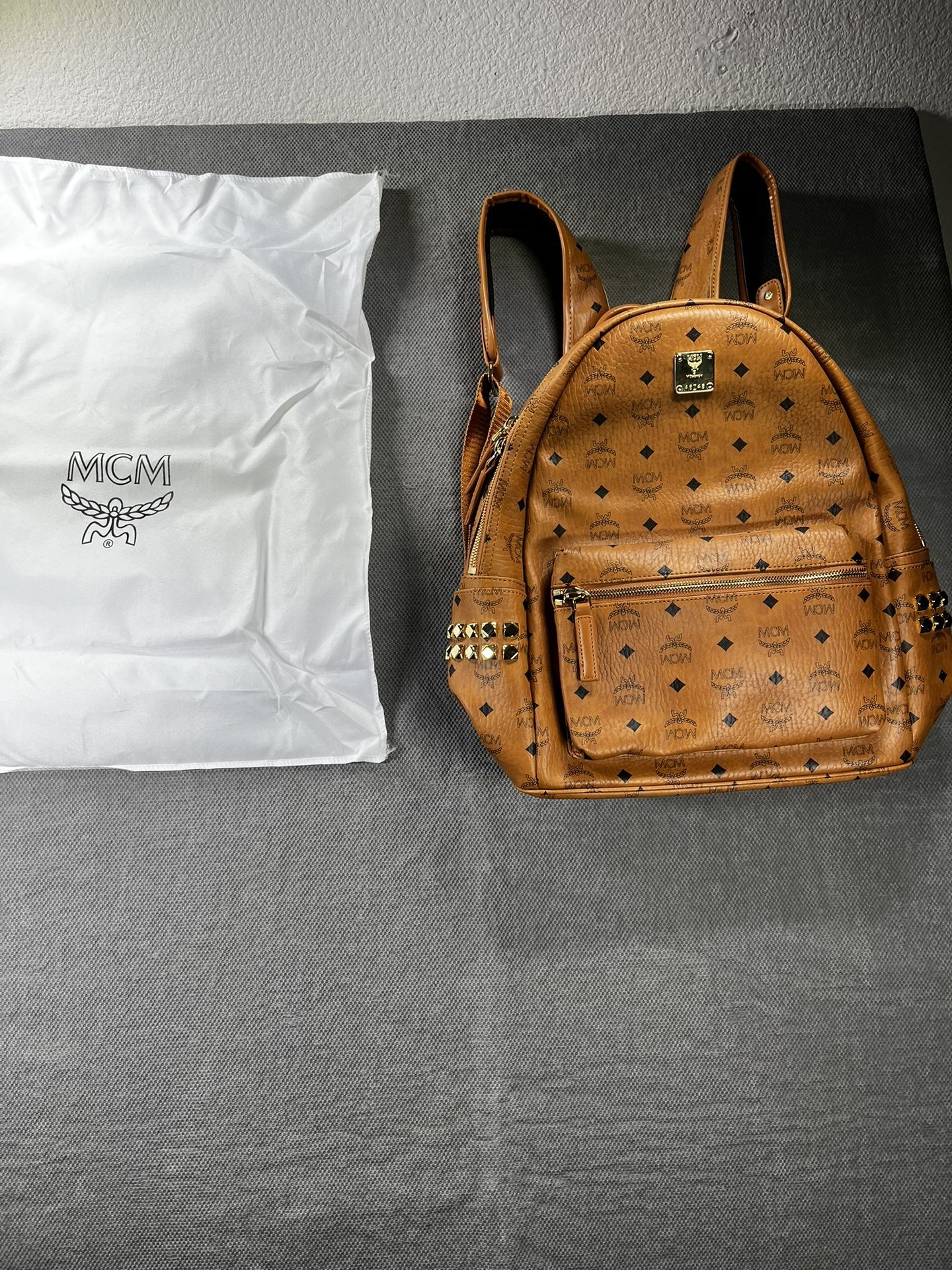 MCM Large Backpack In Brown And Tan