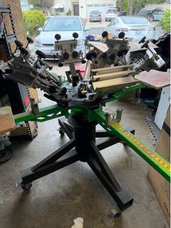 Riley Hopkins 6 Color 4 Station Screen Printing Press + Extra Platens & Accessories