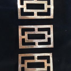 Brass Asian-Inspired Drawer Handle Pulls- Set of 3