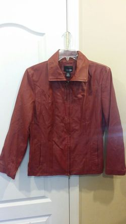 East 5th Women's (L) Large Genuine Leather Coat Jacket Red Maroon zip up