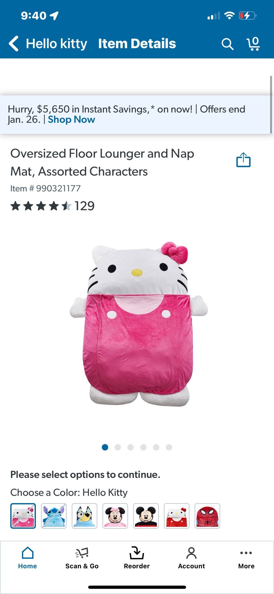 Used Hello Kitty Oversized Floor Lounger And Nap Mat