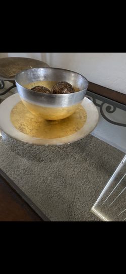 Large Decorative Glass Bowl With Plate 