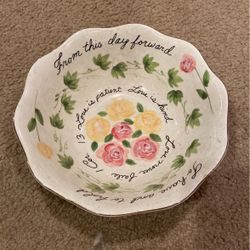 WEDDING / ANNIVERSARY BOWL Floral Love Is Patient!/From This Day KEEPSAKE