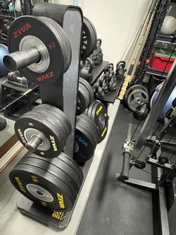 Ziva Competition Plates With Ziva Weight Storage Stand - Rogue Competition Plates
