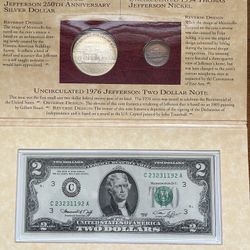 2 $ 1976, 1993 Silver   1 Dollar 1994 5cent  Coins 