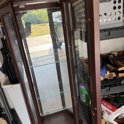 Wood Curio Cabinet With Glass Shelves
