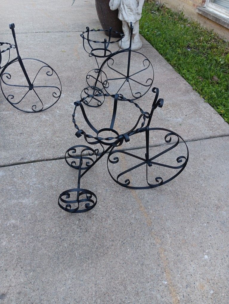 Vintage Heavy Duty Steel Outdoor Patio Bicycle Planter Pots Holder Stand Yard Decor