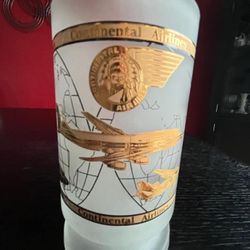 Continental Airlines frosted glass stein
