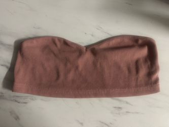 Pink Ribbed Bandeau Crop Top