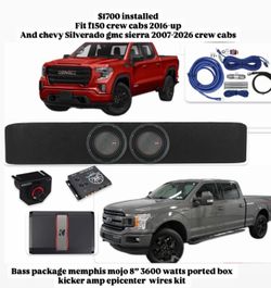 F150 SILVERADO SIERRA CREW CABS FULL BASS PACKAGE MEMPHIS MOJO INSTALLED