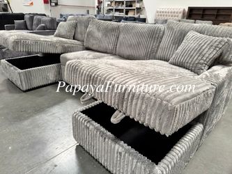 NEW LARGE U Shape Sectional Sofa with TWO STORAGE CHAISE Set Convertible Pull out Sleeper Bed Pullout SofaBed Couch Under Seat Convertible BIG SALE