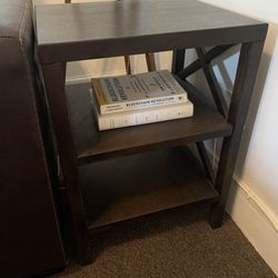 Sofa End Table, Side Table with Storage Shelves Nightstand