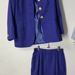 Vintage Kasper for A.S.L. Women’s Skirt Suit Size 10 Purple Gold Buttons