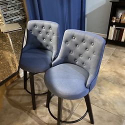 Blue Fabric Counter Stools