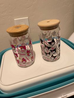 My melody glass mug & Kuromi glass mug