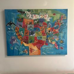 Beautiful Canvas Map Of America 