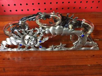 Candle holder, METAL & GLASS, USED, 9 1/2 inches by 3, for small candles, meet at huddle house/exxon at 2426 E Lamar Alexander parkway Maryville