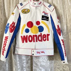 Ricky Bobby Talladega Nights Jacket Mens M Faux Leather Racing Wonder/