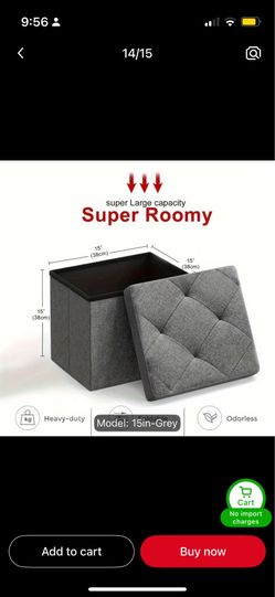 Ottoman storage foldable seat 2x