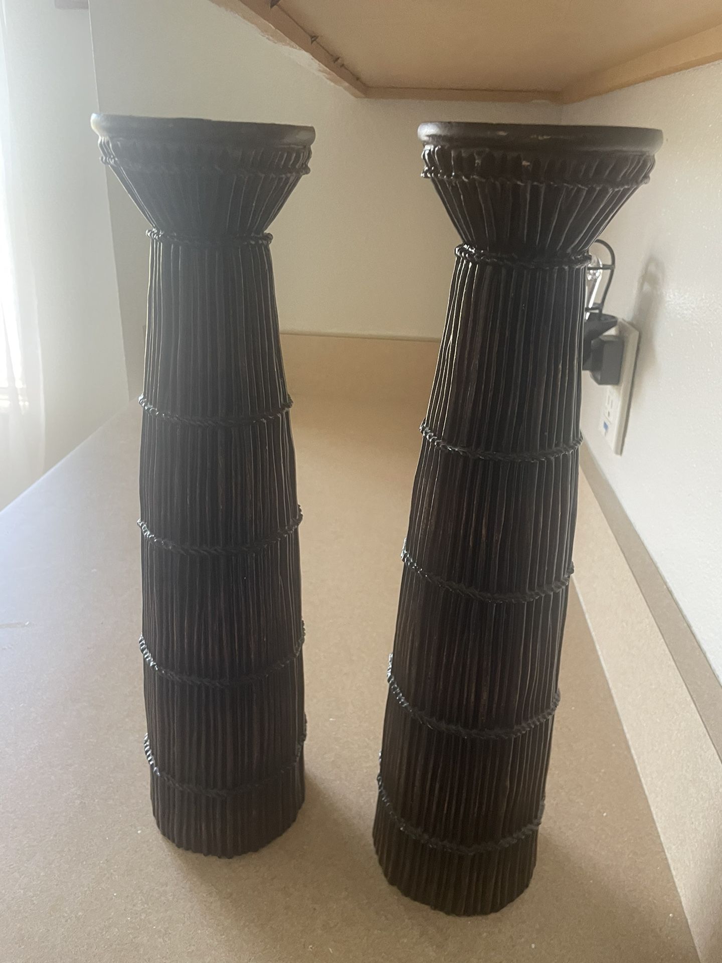 2 Dark brown Boho Candle Holders
