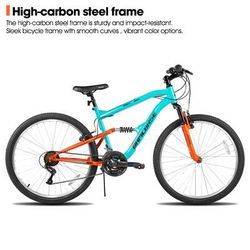Mountain Bike for Men Women, 26 Inch Full Suspension 18-Speed Dual V-Brake MTB Bicycle - Blue, NEW