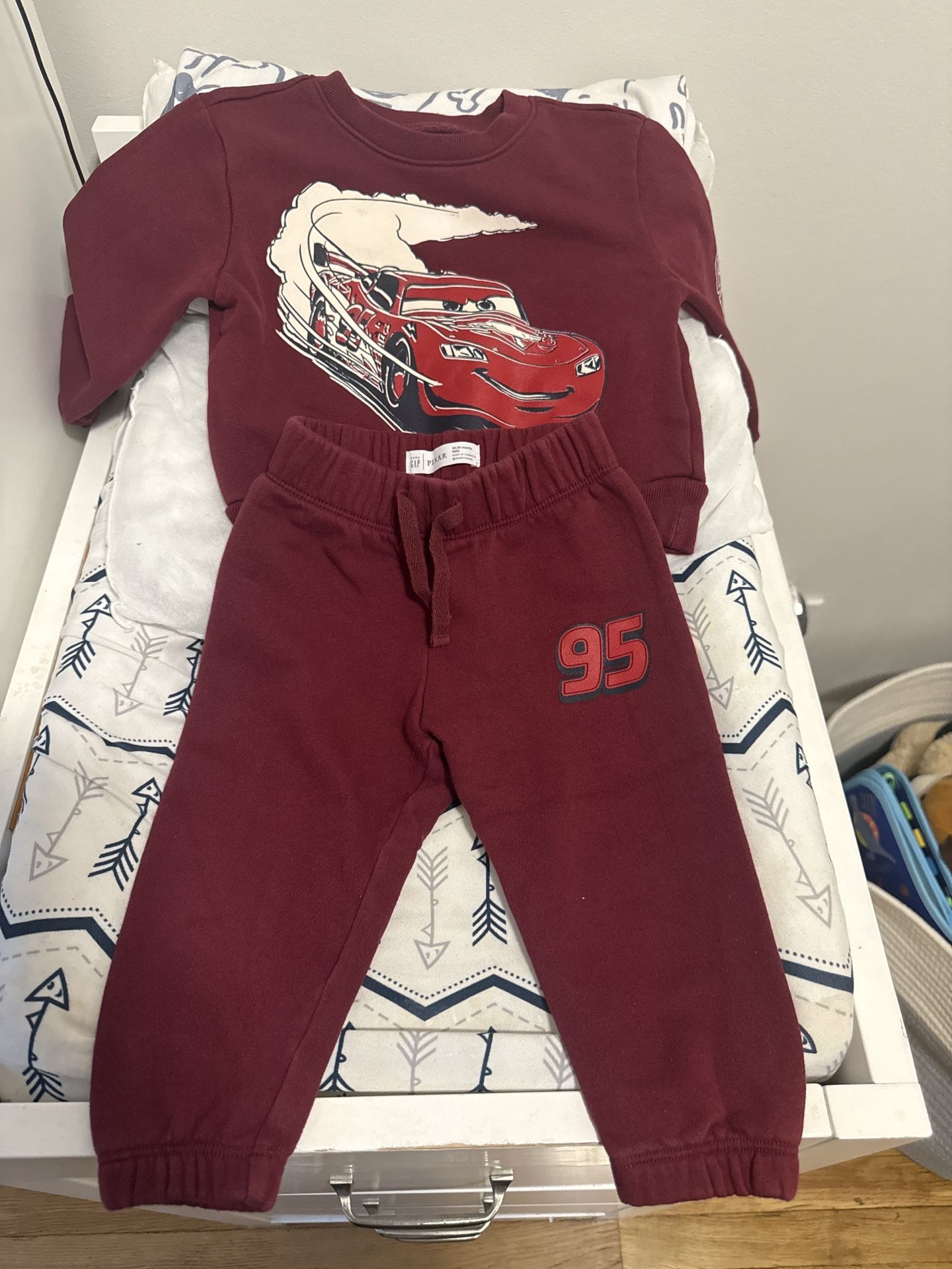 GAP Kids Cars Burgundy Sweatshirt & Pants Set