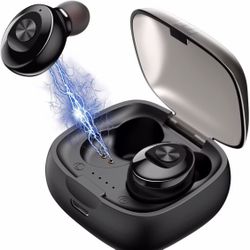 Earbuds 5.2 Mini Headphones, IPX5 Waterproof Hi-Fi Stereo Built-in Mic Headset, in-Ear Earphones with Charging Case for Sports