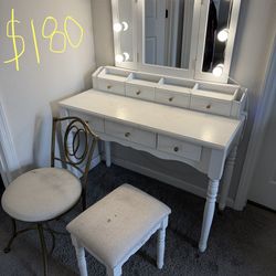 White Vanity with LED lights