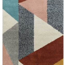 Mid-Century Color Block Shag Rug - 5’3” x 7’