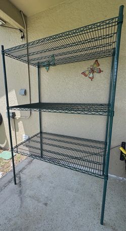 Green Wire Metal Shelving Unit 3-Tier