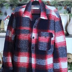 Zara Man Plaid Button Down Overshirt/Shacket Size L 