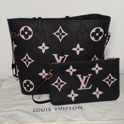 LV Neverfull Black Multi Color