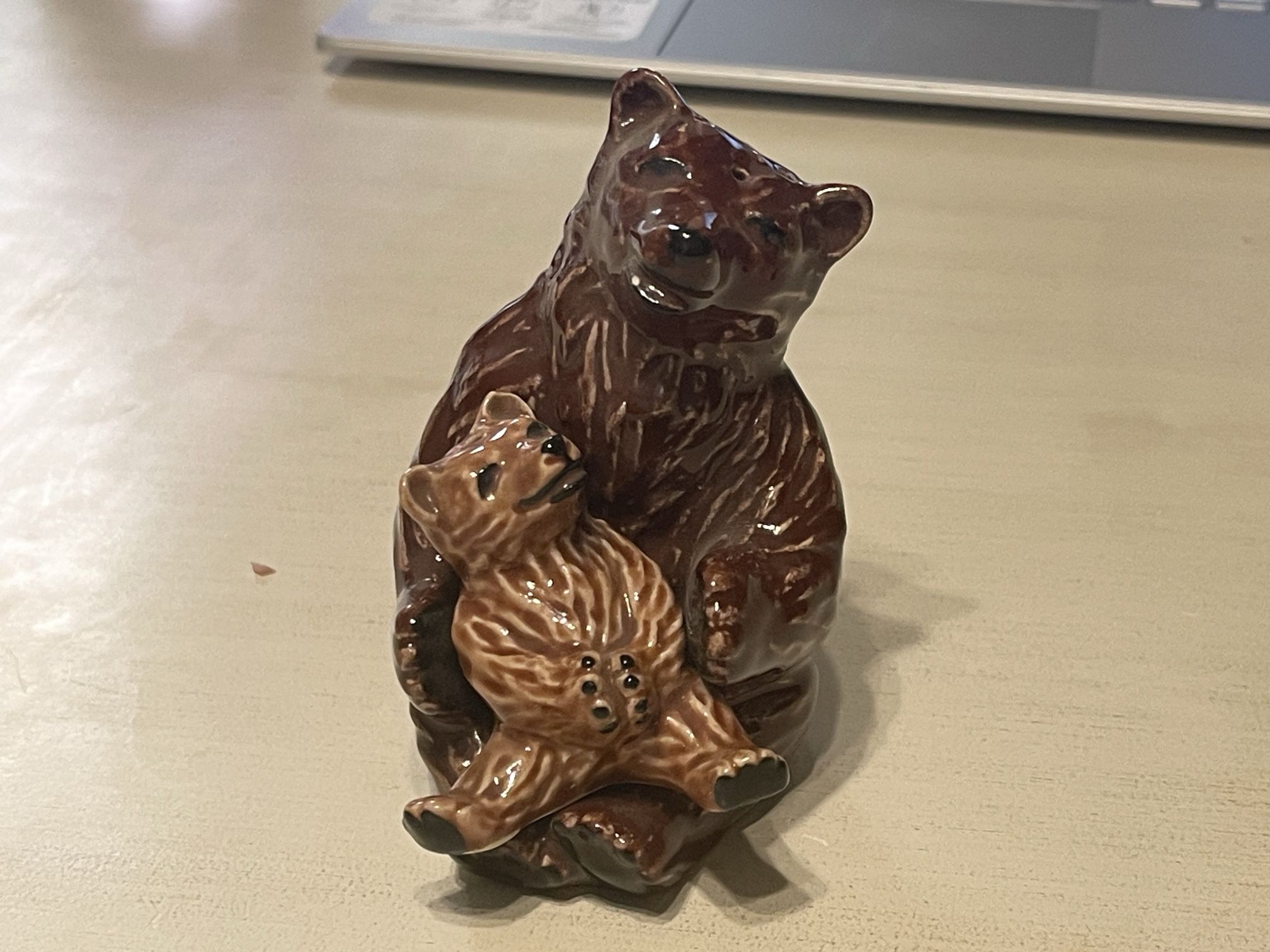 A cute bear and cub, salt and pepper shaker
