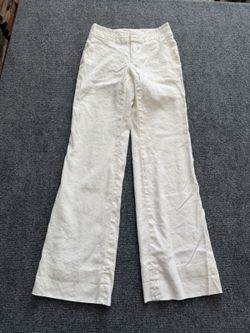 Banana Republic Harrison White Linen Wide Leg Trouser Pants Women’s Size 2