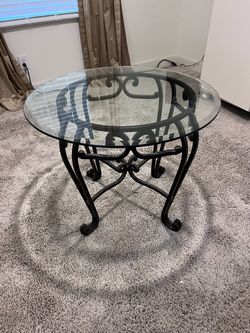 Round Glass Top Wrought Iron Table