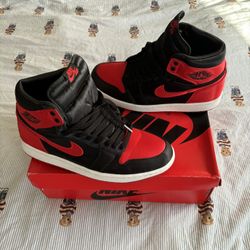 Jordan Satin Bred 1 Size 10.5w/9m 
