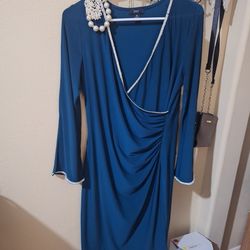 celebration dress blue with gram stone on the neck line