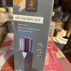 Knife Set, 6 Pcs Color-Coded Kitchen Knife Set with Block, 5 Color Anti-Rust Coating Stainless Steel Chef Knife Set, Super Sharp Kitchen Knives with