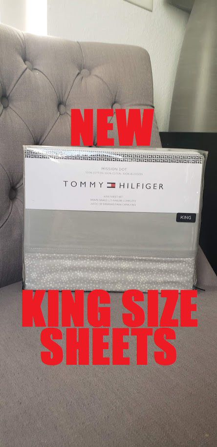 NEW Tommy Hilfiger Sheets set KING SIZE Mattress beds- CUTE Gray Dot design Originally retailed for $152. Selling for $40. 100% cotton