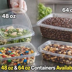 BULK RESTAURANT FOOD CONTAINERS – CLEARANCE DEAL   Tamper-Evident Hinged clamshell Containers (48oz & 64oz) ✔️ Perfect for meal prep, takeout, fruit c