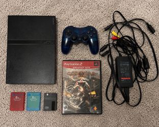 Sony PlayStation 2 Slim Console Bundle w/ God of War, 2 Memory Cards & Controller