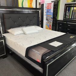 🔥ON SALE🔥 4pcs Black Bedroom Set W/LED Lights (Mattress not Included) 🔥