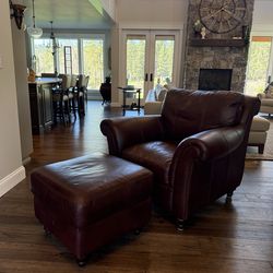 Leather Chair w/ Ottoman