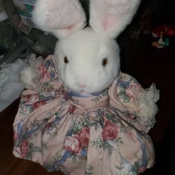 Dressed Bunny In A Floral Outfit 