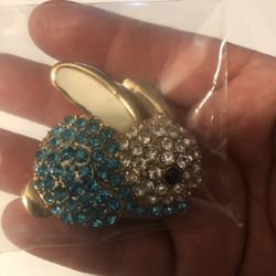 Bunny with Blue/white Gem Stones  Charm 
