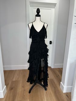 Black Ruffle Chiffon Maxi Dress