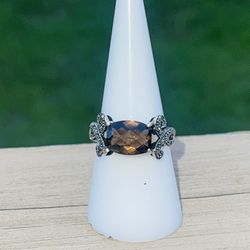 Vintage Smokey Quartz Sterling Ring 