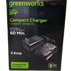 24V Compact Battery Charger (Genuine Greenworks Charger) New Open Box 